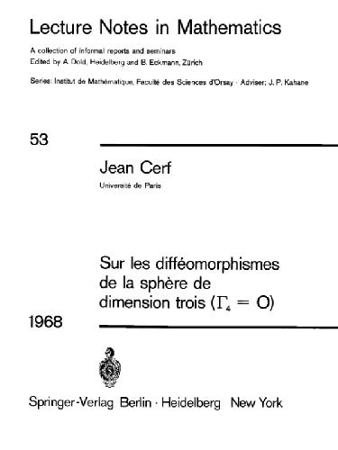 Sur les diffeomorphismes de la sphere de dimension trois
