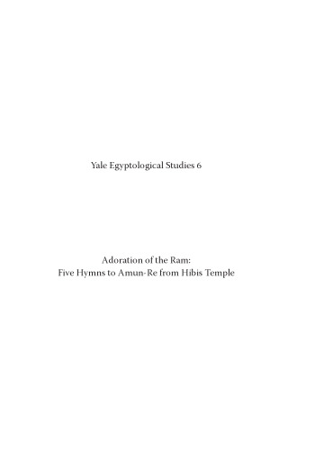 Adoration of the Ram: five hymns to Amun-Re from Hibis temple