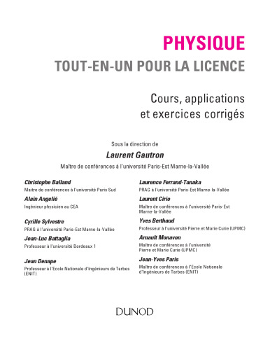 Physique. Tout-en-un pour la Licence - Cours, applications et exercices corrigés