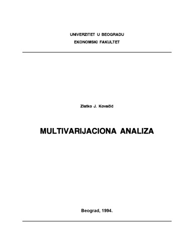 Multivarijaciona Analiza