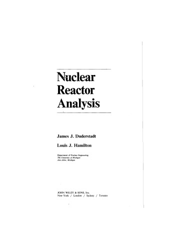Nuclear Reactor Analysis
