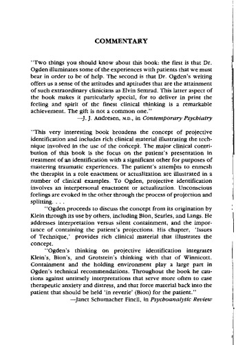 Projective identification and psychotherapeutic technique