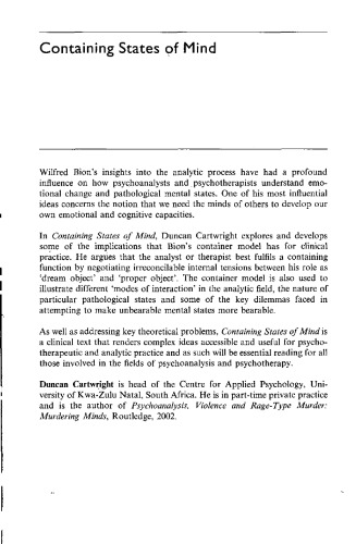 Containing states of mind: exploring Bion's 'container model' in psychoanalytic psychotherapy