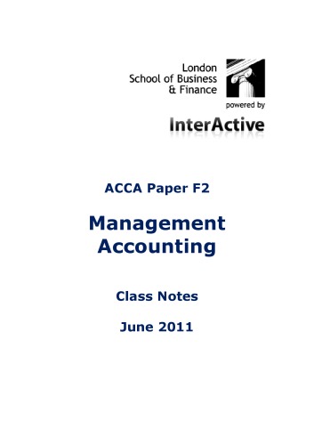 LSBF class notes ACCA F2
