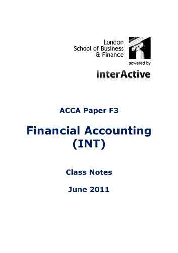 LSBF class notes ACCA F3