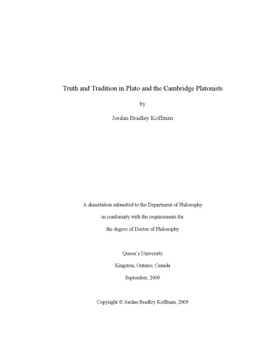 Truth and tradition in Plato and the Cambridge Platonists