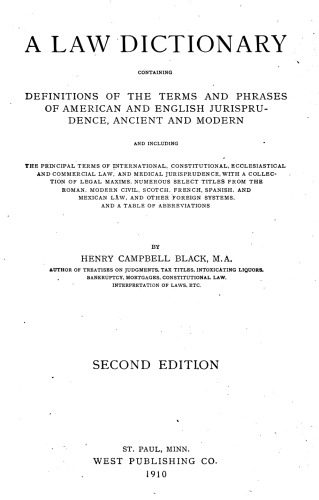 Black's Law Dictionary 2ed Edition