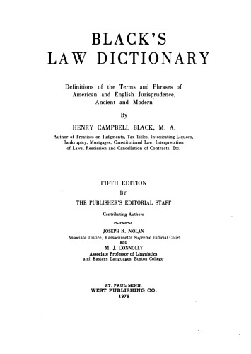 Black's Law Dictionary 5th Edition