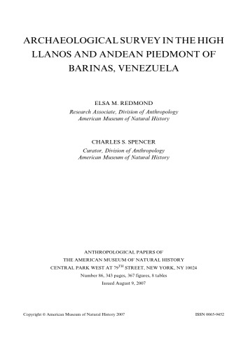 Archaeological Survey in the High Llanos and Andean Piedmont of Barinas, Venezuela: Anthropological Papers of the American Museum of Natural History Number 86