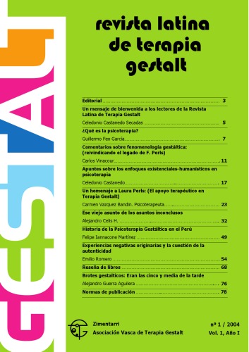 Revista Latina de Terapia gestalt, Vol. 1, Año I, 2004