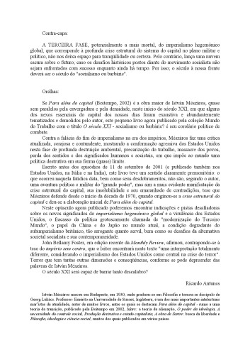O Século XXI - Socialismo ou barbárie?
