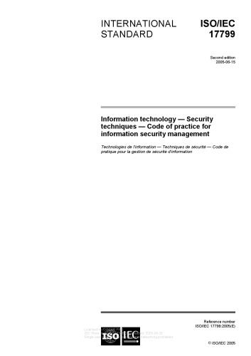ISO IEC 27002:2005 Information Technology Security Techniques