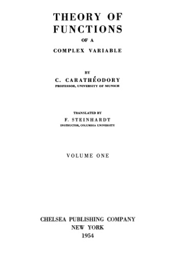 Theory of Functions of a Complex variable, Volume One