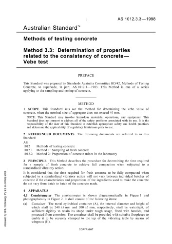 Methods of testing concrete, method 3: determination of properties related to the consistency of concrete