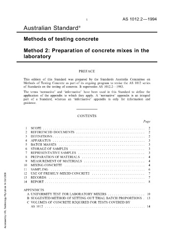 Methods of testing concrete. Methods 2, Preparation of concrete mixes inthe laboratory