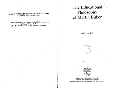 The educational philosophy of Martin Buber