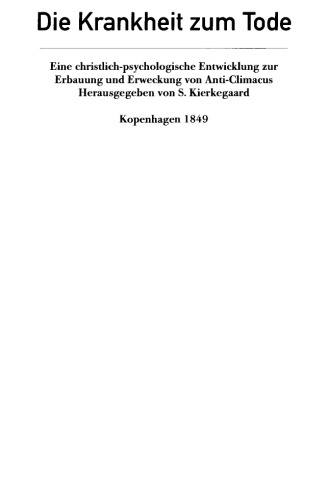 Die Krankheit zum Tode