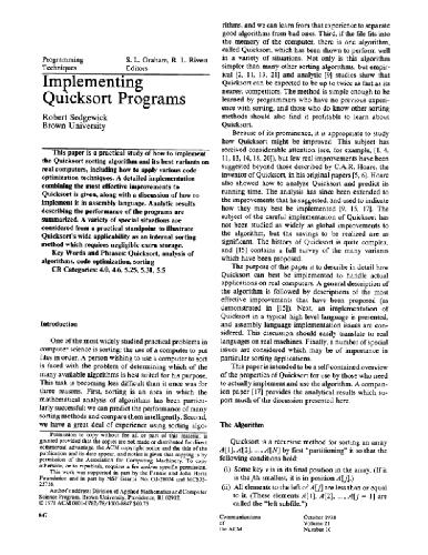 Implementing Quicksort programs