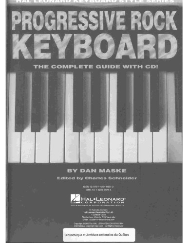 Progressive Rock Keyboard: Hal Leonard Keyboard Style Series