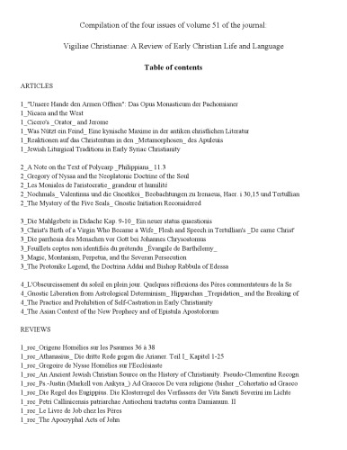 Vigiliae Christianae: A Review of Early Christian Life and Language, Volume 51 (1997)