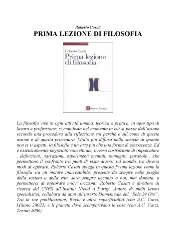 Prima lezione di filosofia