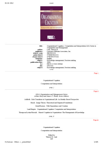 Organizational cognition: computation and interpretation