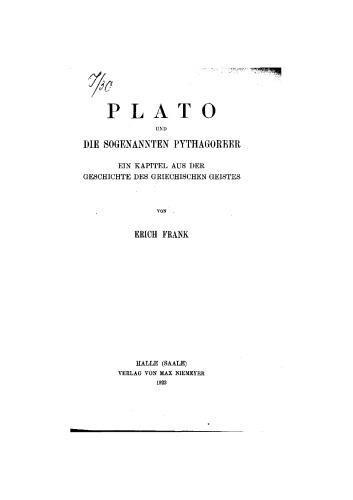 Platon und die sogennanten Pythagoreer