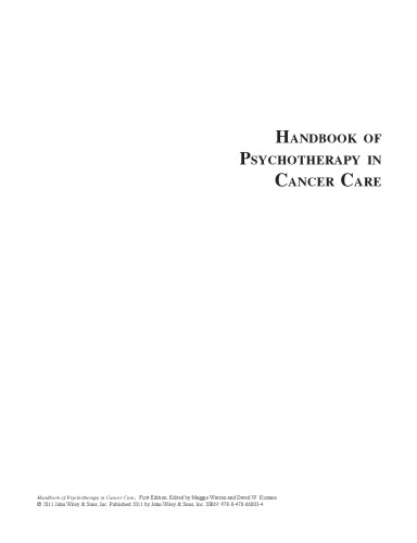Handbook of Psychotherapy in Cancer Care