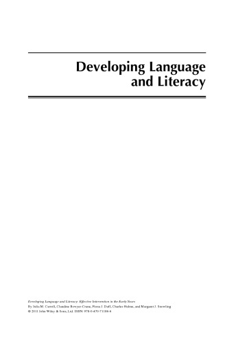 Developing Language and Literacy: Effective Intervention in the Early Years