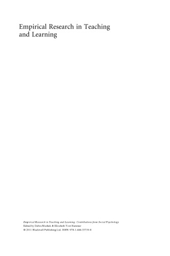 Empirical Research in Teaching and Learning: Contributions from Social Psychology (Blackwell Claremont Applied Social Psychology Series)