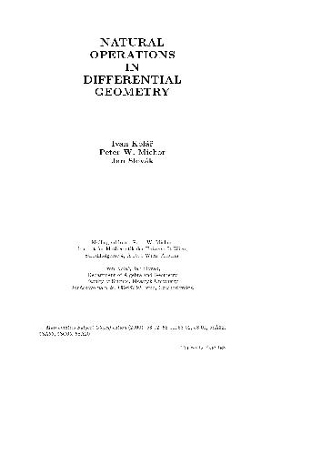 Natural operations in differential geometry
