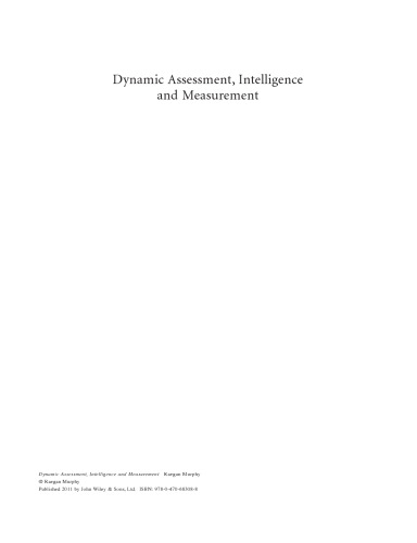 Dynamic Assessment, Intelligence and Measurement