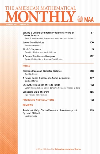 The American Mathematical Monthly, Volume 119, No. 2, February 2012