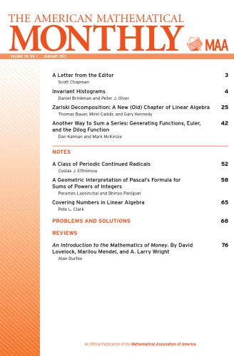 The American Mathematical Monthly, Volume 119, No. 1, January 2012