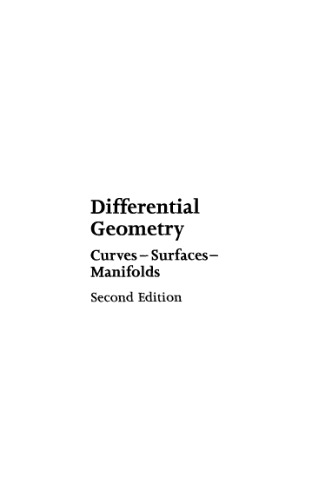 Differential geometry: curves - surfaces - manifolds