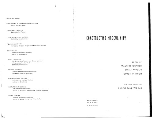 Constructing Masculinity (Discussion in Contemporary Culture)