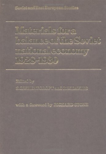 Materials for a Balance of the Soviet National Economy, 1928-1930