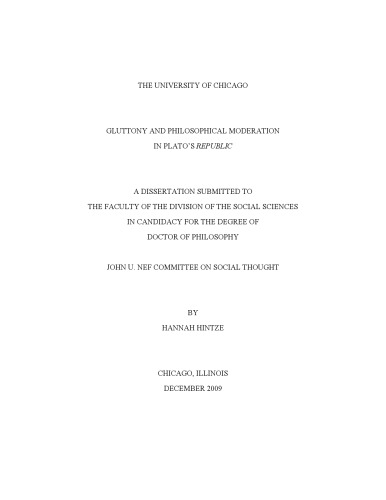 Gluttony and philosophical moderation in Plato's ''Republic''