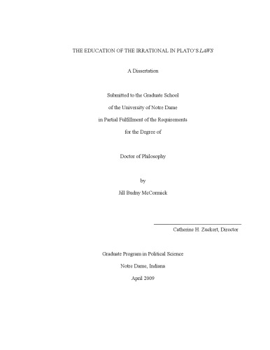 The education of the irrational in Plato's ''Laws''