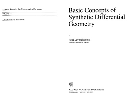 Basic Concepts of Synthetic Differential Geometry