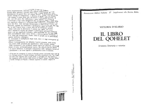 Il libro del Qohelet: struttura letteraria e retorica