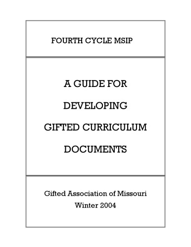 A Guide for Developing Gifted Curriculum Documents