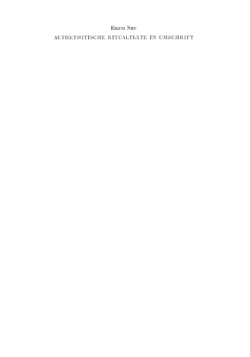 Althethitische Ritualtexte in Umschrift