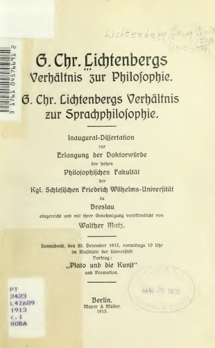 Georg Christoph Lichtenbergs Verhältnis zur Sprachphilosophie