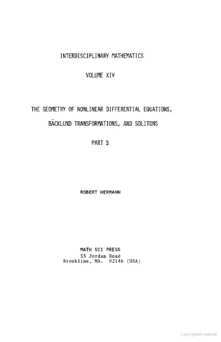 Geometry of Non-Linear Differential Equations, Backlund Transformations, and Solitons, Part B