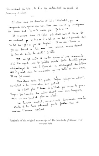 The Notebooks of Simone Weil - Volume I