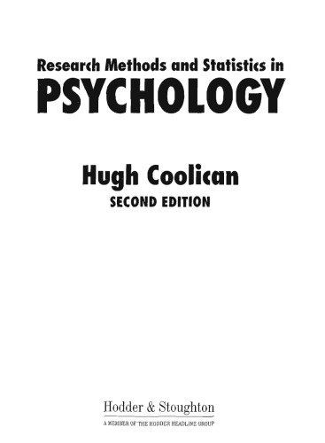 Research methods and Statistics in Psychology, 2nd ed.