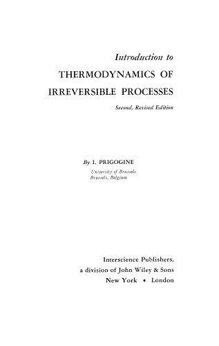 Introduction to Thermodynamics of Irreversible Processes