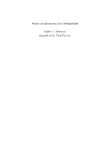 Notes on geometry and 3-manifolds, with appendices by P.Norbury