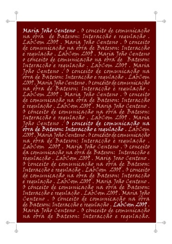 O conceito de comunicação na obra de Bateson: Interacção e regulação
